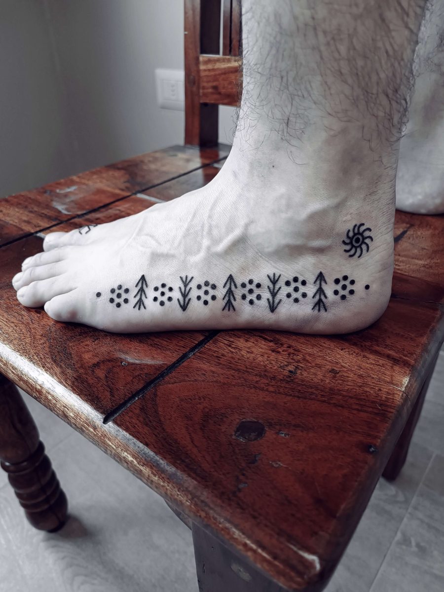 Pattern piede eseguito a macchinetta